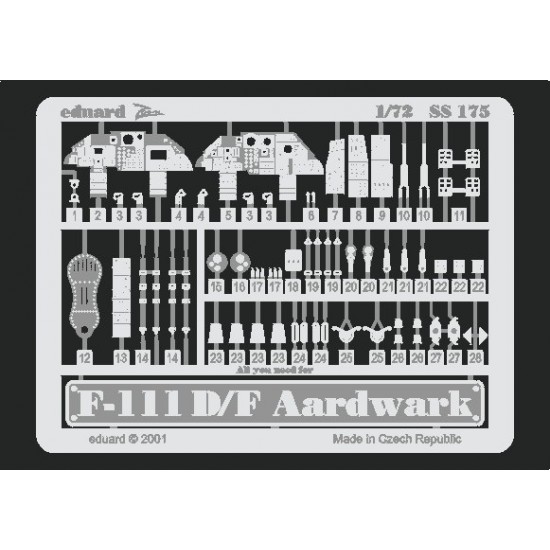 Photoetch for 1/72 General Dynamics F-111D/F for Hasegawa kit Photoetch for 1/72 General Dynamics F-111D/F for Hasegawa kit