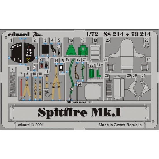 Colour Photoetch for 1/72 Spitfire Mk.I for Tamiya kit Colour Photoetch for 1/72 Spitfire Mk.I for Tamiya kit