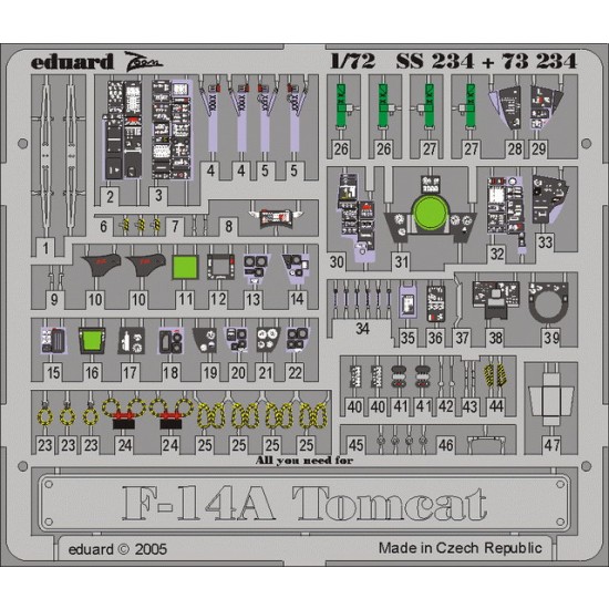 1/72 Grumman F-14A Tomcat Colour Photoetch Set Vol.2 for Hasegawa kit 1/72 Grumman F-14A Tomcat Colour Photoetch Set Vol.2 for Hasegawa kit