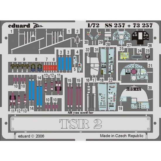 1/72 BAC TSR 2 Colour Photoetch Set Vol.2 for Airfix kit 1/72 BAC TSR 2 Colour Photoetch Set Vol.2 for Airfix kit