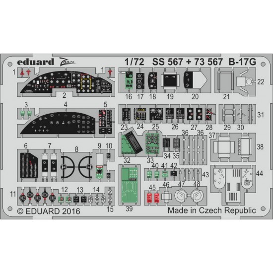1/72 Boeing B-17G Flying Fortress Interior Detail Set for Airfix kit A08017 (1PE) 1/72 Boeing B-17G Flying Fortress Interior Detail Set for Airfix kit A08017 (1PE)