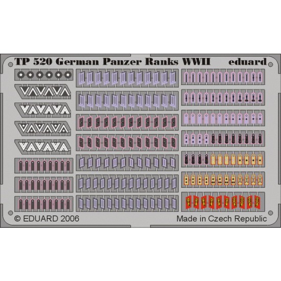Colour Photoetch for 1/35 WWII German Panzer Ranks Colour Photoetch for 1/35 WWII German Panzer Ranks