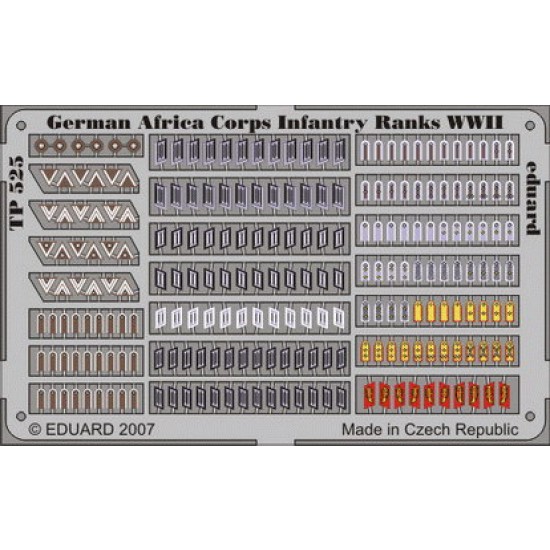 Colour Photoetch for 1/35 WWII German Africa Corps Infantry Ranks Colour Photoetch for 1/35 WWII German Africa Corps Infantry Ranks