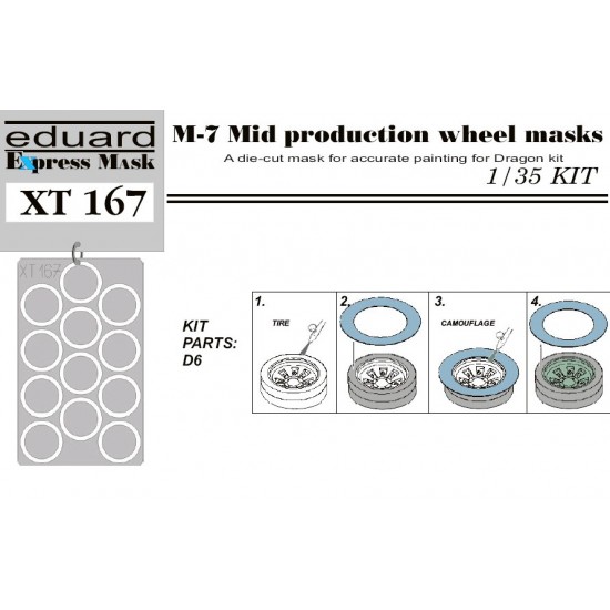 1/35 M-7 Mid Production Wheel Masks for Dragon kit 1/35 M-7 Mid Production Wheel Masks for Dragon kit