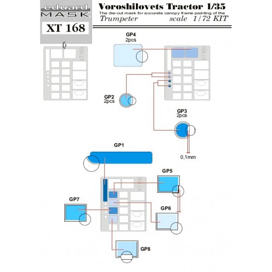1/35 Voroshilovets Tractor Express Masks for Trumpeter kit 1/35 Voroshilovets Tractor Express Masks for Trumpeter kit