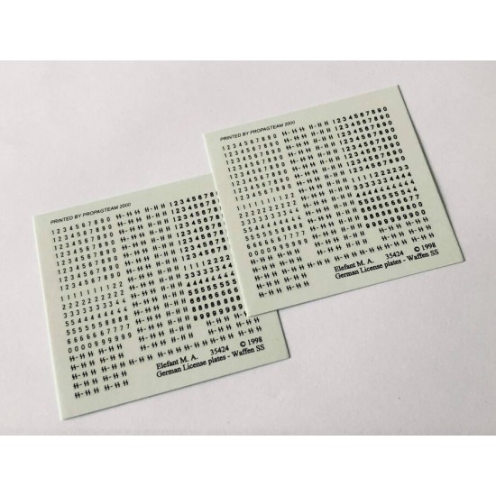 Decals for 1/35 Waffen SS License Plates Decals for 1/35 Waffen SS License Plates