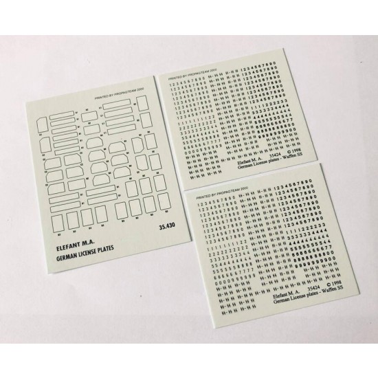 Decals for 1/35 German Waffen SS License Plates with Frames Decals for 1/35 German Waffen SS License Plates with Frames