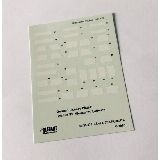 Decals for 1/35 German License Plates without Frames Decals for 1/35 German License Plates without Frames