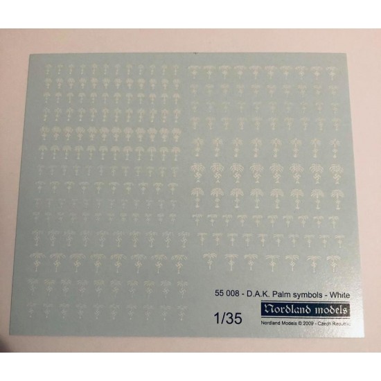 Decals for 1/35 DAK Palm Symbols - White (240 Palms in 24 Variants) Decals for 1/35 DAK Palm Symbols - White (240 Palms in 24 Variants)