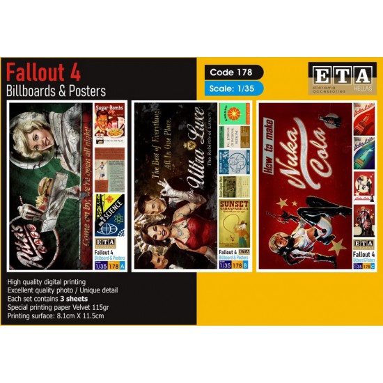 1/35 Fallout 4 Billboards & Posters (3 sheets) 1/35 Fallout 4 Billboards & Posters (3 sheets)