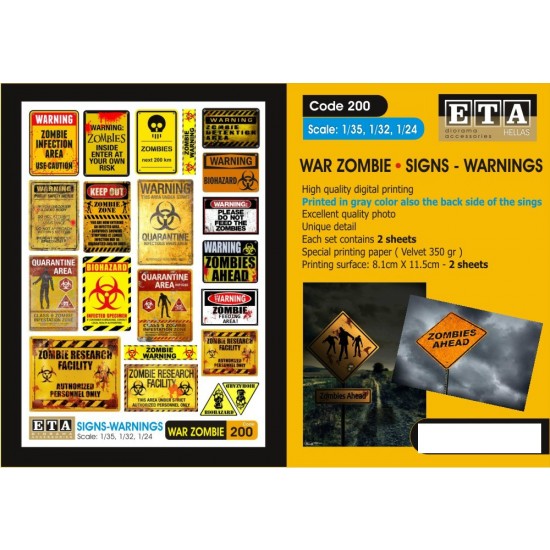 1/35, 1/32, 1/24 Sings Warnings (2 sheets) 1/35, 1/32, 1/24 Sings Warnings (2 sheets)