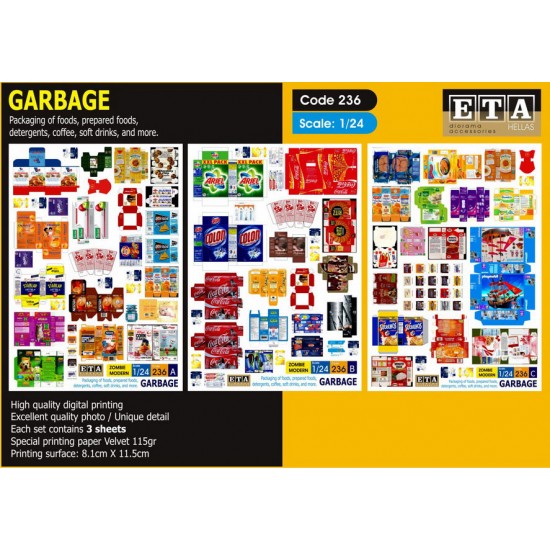 1/24 Garbage Packaging of Foods, Prepared Foods (3 sheets) 1/24 Garbage Packaging of Foods, Prepared Foods (3 sheets)