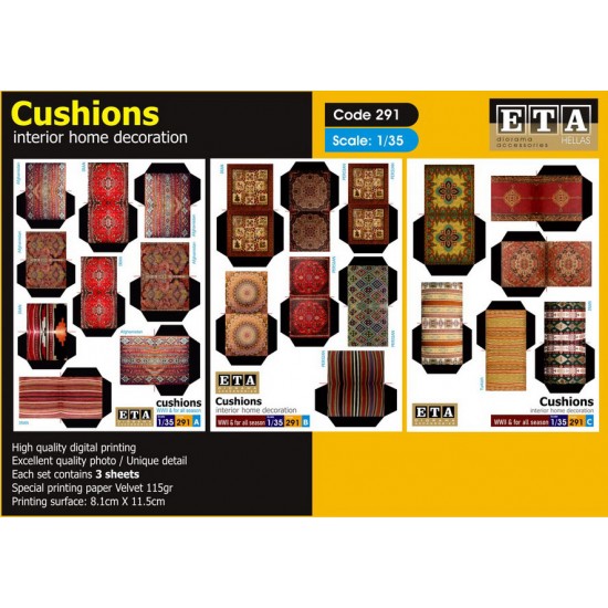 1/35 Cushions Interior Home Decoration (3 sheets) 1/35 Cushions Interior Home Decoration (3 sheets)