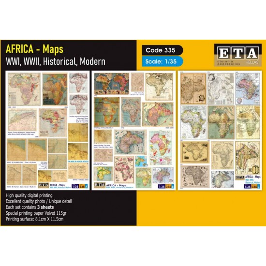 1/35 WWI, WWII, Historical, Modern Maps of AFRICA (3 sheets) 1/35 WWI, WWII, Historical, Modern Maps of AFRICA (3 sheets)