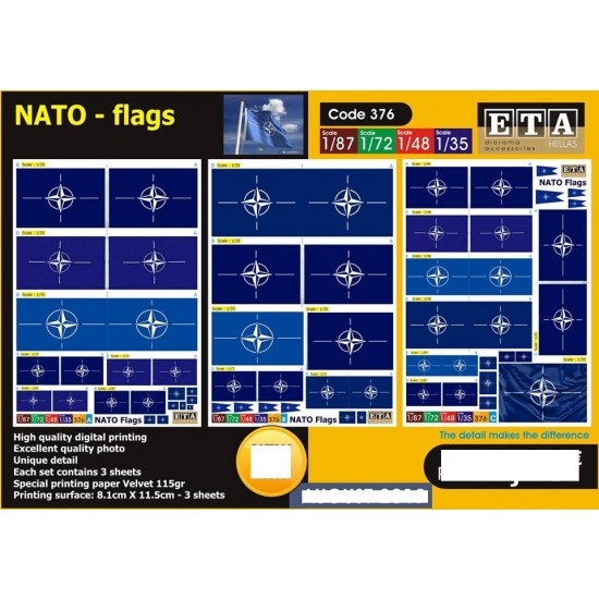 1/87, 1/72, 1/48, 1/35 NATO Flags (3 sheets) 1/87, 1/72, 1/48, 1/35 NATO Flags (3 sheets)