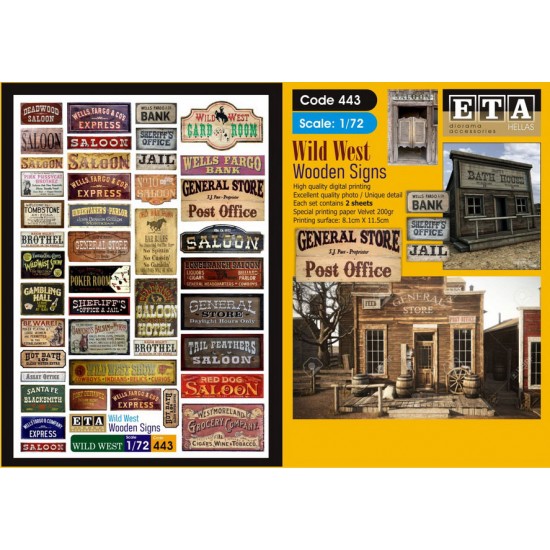 1/72 Wild West Wooden Signs (2 sheets)