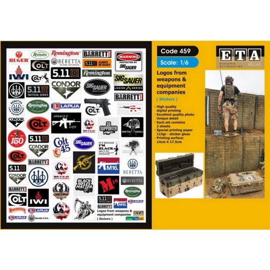 1/6 Logos from Weapons & Equipment Companies (stickers, 2 sheets) 1/6 Logos from Weapons & Equipment Companies (stickers, 2 sheets)