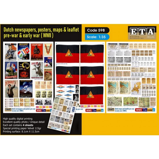 1/35 Pre-war & Early War Dutch Newspapers and Posters (4 sheets) 1/35 Pre-war & Early War Dutch Newspapers and Posters (4 sheets)