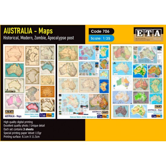 1/35 Historical and Modern Australian Maps (3 sheets) 1/35 Historical and Modern Australian Maps (3 sheets)