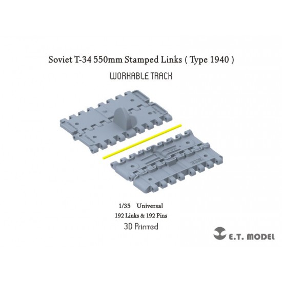 1/35 Soviet T-34 550mm Stamped Links (Type 1940) Workable Track (3D Printed) 1/35 Soviet T-34 550mm Stamped Links (Type 1940) Workable Track (3D Printed)