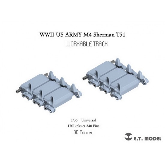 1/35 WWII US Army M4 Sherman T51 Workable Track (3D Printed) 1/35 WWII US Army M4 Sherman T51 Workable Track (3D Printed)