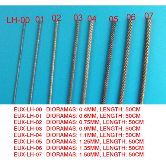 Metal Wire Ropes Set (8pcs, Diameter: 0.4-1.50mm, each Length: 50cm)