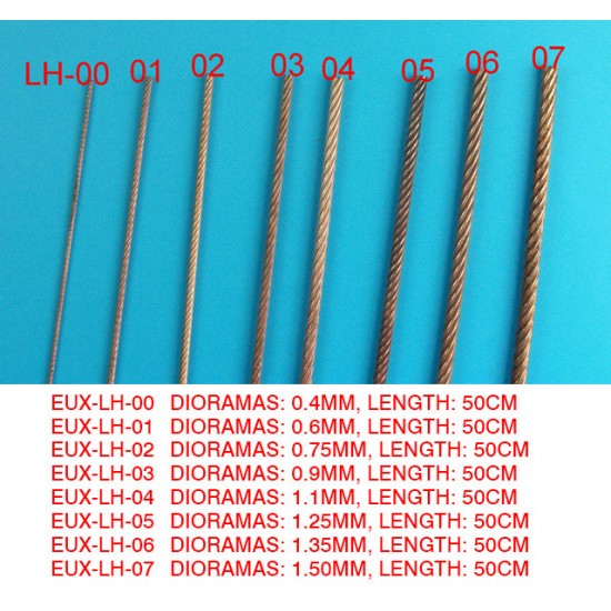 Metal Wire Ropes Set (8pcs, Diameter: 0.4-1.50mm, each Length: 50cm) Metal Wire Ropes Set (8pcs, Diameter: 0.4-1.50mm, each Length: 50cm)