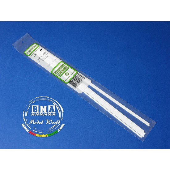 White Styrene Strip 0.75mm x 3.2mm (.03x.125) 10pcs Length: 35cm (14) White Styrene Strip 0.75mm x 3.2mm (.03x.125) 10pcs Length: 35cm (14)