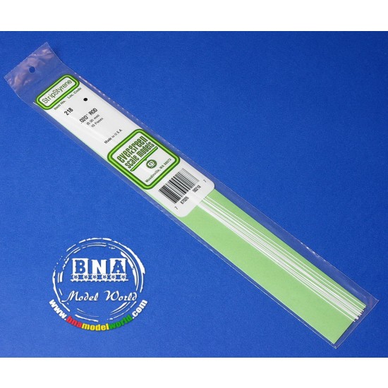 White Styrene Round Rod Diameter: 0.5mm/.02 - 10pcs Length: 35cm (14)