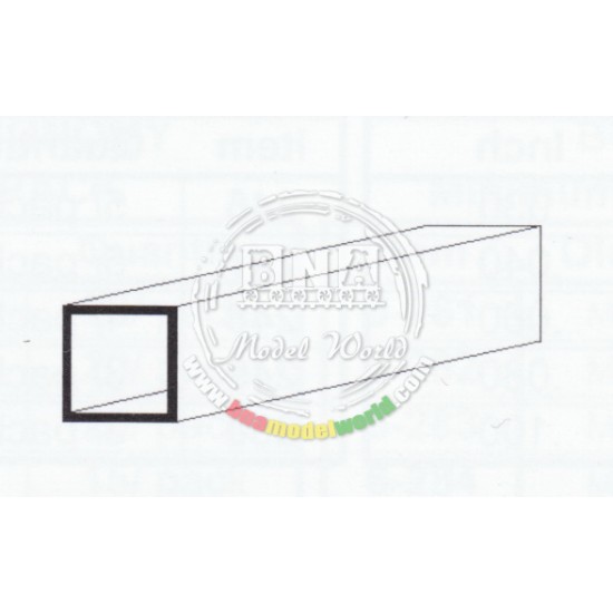 White Styrene Square Tubing 4.8mm (0.188 Sq.inch) 3pcs Length: 35cm (14) White Styrene Square Tubing 4.8mm (0.188 Sq.inch) 3pcs Length: 35cm (14)