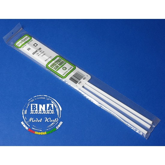 White Styrene Square Tubing 4.8mm (0.188 Sq.inch) 3pcs Length: 35cm (14) White Styrene Square Tubing 4.8mm (0.188 Sq.inch) 3pcs Length: 35cm (14)