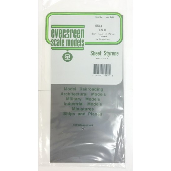 Black Styrene Sheet (Size: 6 x 12; Thickness: .03/0.75mm) 2pcs Black Styrene Sheet (Size: 6 x 12; Thickness: .03/0.75mm) 2pcs