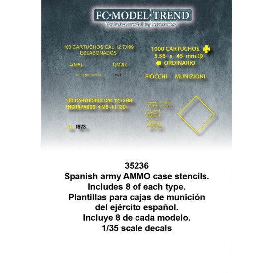 1/35 Spanish Army Ammo Case Stencils Decals 1/35 Spanish Army Ammo Case Stencils Decals
