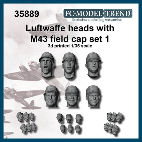 1/35 Luftwaffe M43 Beret Heads Set #1