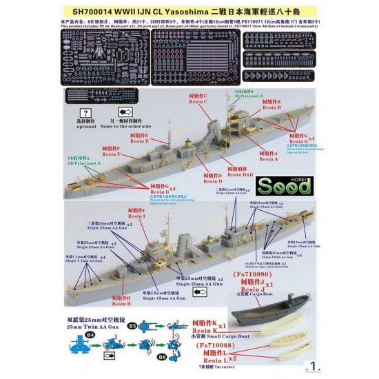 1/700 WWII IJN Light Cruiser Yasoshima Resin Model Kit 1/700 WWII IJN Light Cruiser Yasoshima Resin Model Kit
