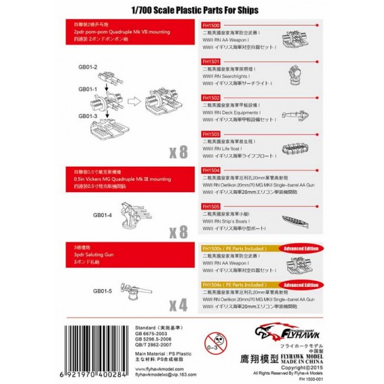 1/700 WWII Royal Navy AA Weapons Set I 1/700 WWII Royal Navy AA Weapons Set I