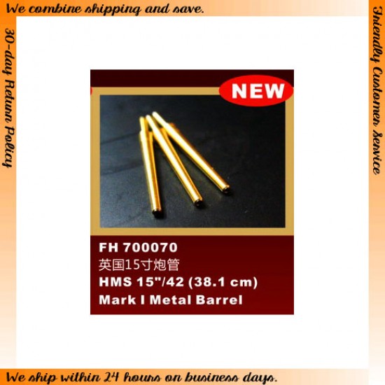 1/700 HMS 15/42 (38.1cm) Mark I Metal Barrels (8pcs) 1/700 HMS 15/42 (38.1cm) Mark I Metal Barrels (8pcs)