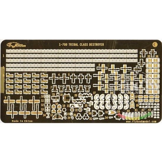 Photoetch for 1/700 Destroyer HMS Eskimo 1941 for Trumpeter kit #05757 Photoetch for 1/700 Destroyer HMS Eskimo 1941 for Trumpeter kit #05757