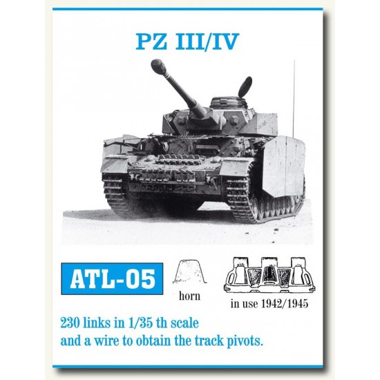 Metal Tracks for 1/35 German Panzer III/IV 1942-1945 (230 links) Metal Tracks for 1/35 German Panzer III/IV 1942-1945 (230 links)