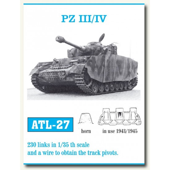 Metal Tracks for 1/35 German Panzer III/IV 1943-1945 (230 links) Metal Tracks for 1/35 German Panzer III/IV 1943-1945 (230 links)