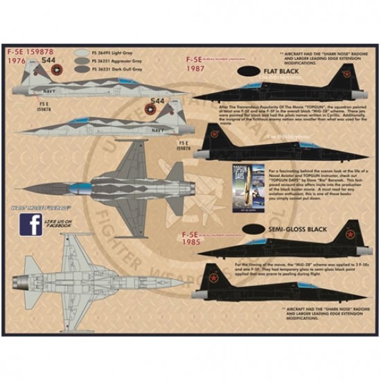 Decals for 1/32 TOPGUN Tigers Northrop F-5E Decals for 1/32 TOPGUN Tigers Northrop F-5E