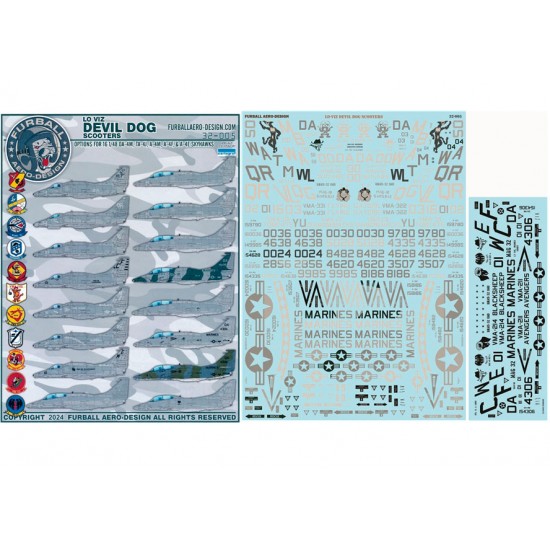 1/32 LO-Viz Devil Dog Scooters Decal for OA-4M/TA-4J/A-4M/F/E Skyhawks 1/32 LO-Viz Devil Dog Scooters Decal for OA-4M/TA-4J/A-4M/F/E Skyhawks