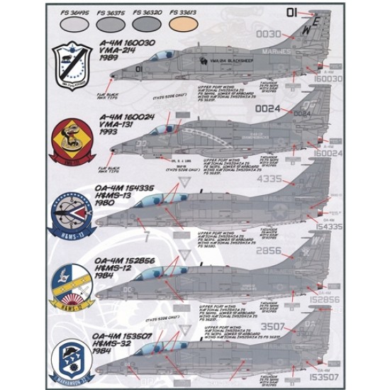 1/32 LO-Viz Devil Dog Scooters Decal for OA-4M/TA-4J/A-4M/F/E Skyhawks 1/32 LO-Viz Devil Dog Scooters Decal for OA-4M/TA-4J/A-4M/F/E Skyhawks
