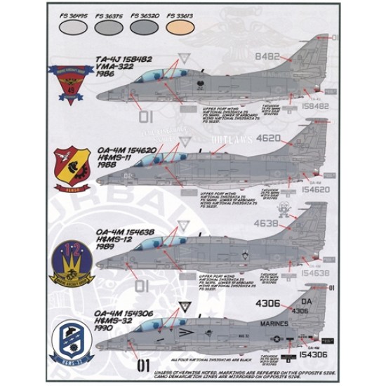 1/32 LO-Viz Devil Dog Scooters Decal for OA-4M/TA-4J/A-4M/F/E Skyhawks 1/32 LO-Viz Devil Dog Scooters Decal for OA-4M/TA-4J/A-4M/F/E Skyhawks