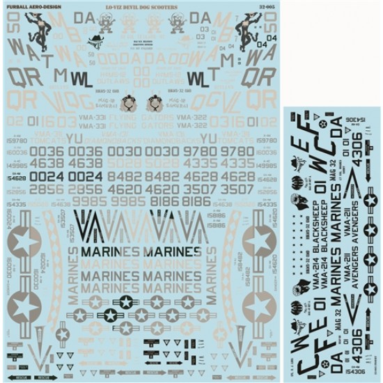 1/32 LO-Viz Devil Dog Scooters Decal for OA-4M/TA-4J/A-4M/F/E Skyhawks 1/32 LO-Viz Devil Dog Scooters Decal for OA-4M/TA-4J/A-4M/F/E Skyhawks
