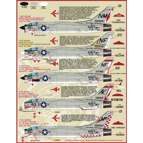 Decals for 1/48 Mig Masters: F-8 Crusaders of the Vietnam War Decals for 1/48 Mig Masters: F-8 Crusaders of the Vietnam War