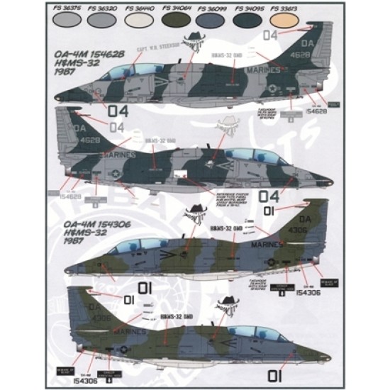 1/48 Lo-Viz Devil Dog Scooters Decals for OA-4M/TA-4J/A-4M/A-4F/A-4E Skyhawks