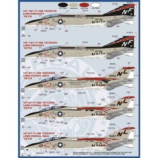 1/48 Vietnam War Bravo MIG KILLERS Part I (REDUX) Decals for Tamiya kits 1/48 Vietnam War Bravo MIG KILLERS Part I (REDUX) Decals for Tamiya kits