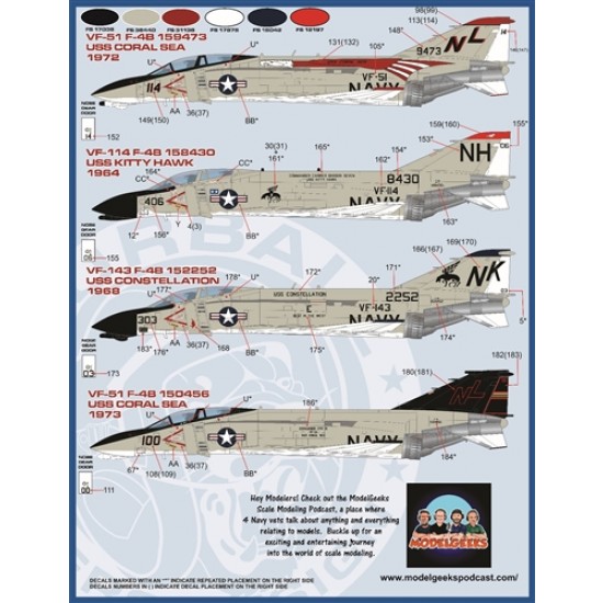 1/48 Vietnam War Bravo MIG KILLERS Part I (REDUX) Decals for Tamiya kits 1/48 Vietnam War Bravo MIG KILLERS Part I (REDUX) Decals for Tamiya kits