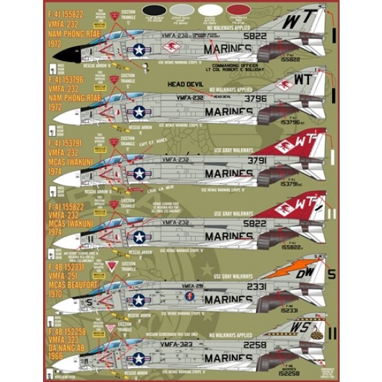Decals for 1/48 USMC F-4B/J Rhinos Decals for 1/48 USMC F-4B/J Rhinos